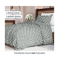 Cgk Unlimited Duvet Floral Cover Set with Pillow Sham, Zipper Closure & Corner Ties