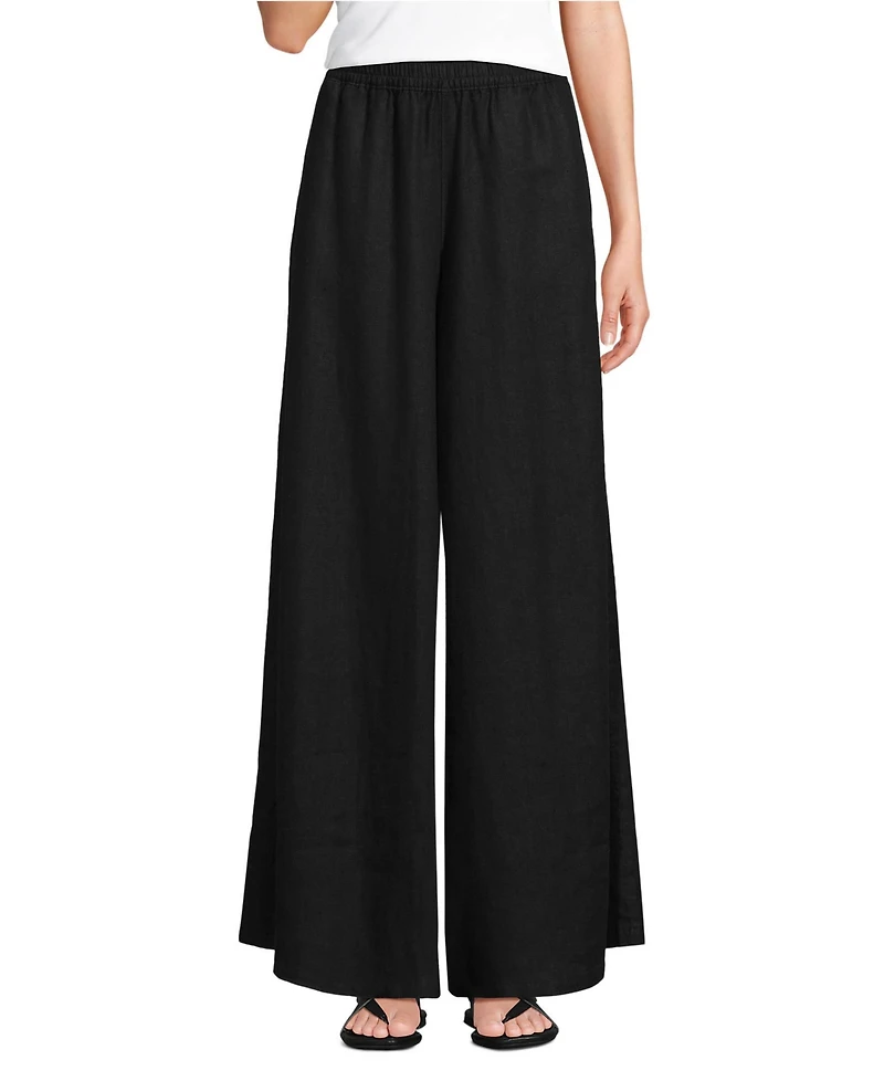 Lands' End Women's Linen High Rise Palazzo Pants