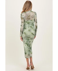 Pinkblush Maternity Light Olive Floral Mesh Overlay Maxi Dress