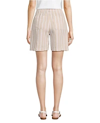 Lands' End Women's Linen High Rise Pull On 7" Shorts