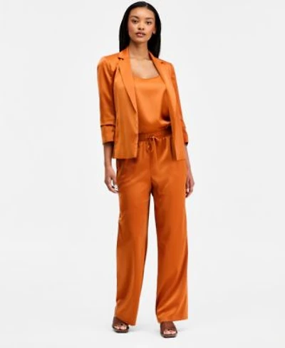 Bar Iii Womens Satin Jacket Scoop Neck Cami Pull On Pants Macys Exclusive