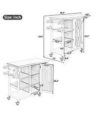sumyeg Foldable Outdoor Kitchen Island Cart with Lockable Wheels, Storage Cabinet and Towel Rack