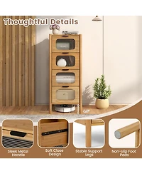 Slickblue 4-Drawer Wicker Cabinet with Fluted Glass Drawer Storage