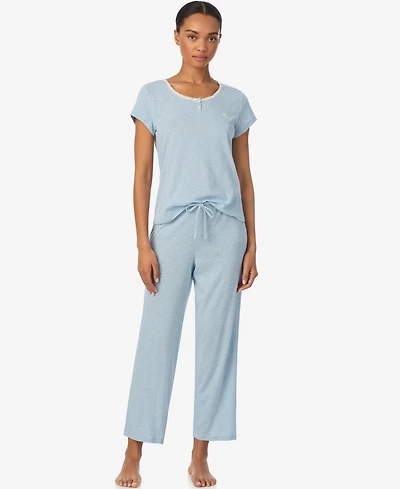 Lauren Ralph Women's Round Neck Top and Pajama Pants, 2-Piece Set