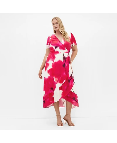 City Chic Women's Bea Floral Wrap Midi Dress