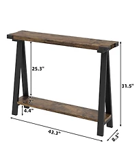 gaomon 43.3" Farmhouse Console Table with 2-Tier Storage and Metal Frame, Entryway Table for Living Room, Hallway and Behind Couch