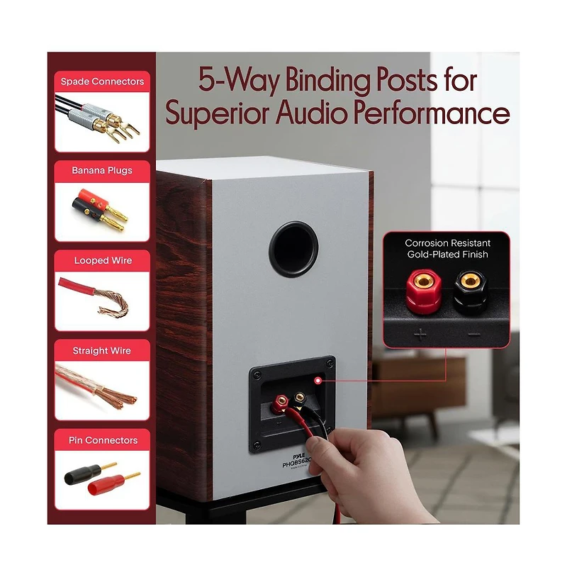 Pyle 2-Way Home Audio Speakers with Wall Mount Bracket