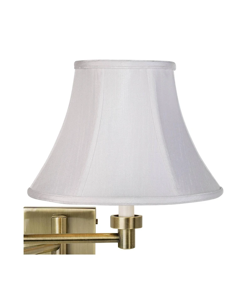 Barnes and Ivy Modern Swing Arm Wall Lamp Plug-In Light Fixture Fabric Bell Shade for Bedroom Bedside Reading