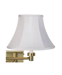 Barnes and Ivy Modern Swing Arm Wall Lamp Plug-In Light Fixture Fabric Bell Shade for Bedroom Bedside Reading
