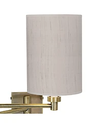 Barnes and Ivy Modern Swing Arm Wall Lamp Dark Plug-In Light Fixture Linen Cylinder Shade for Bedroom Bedside
