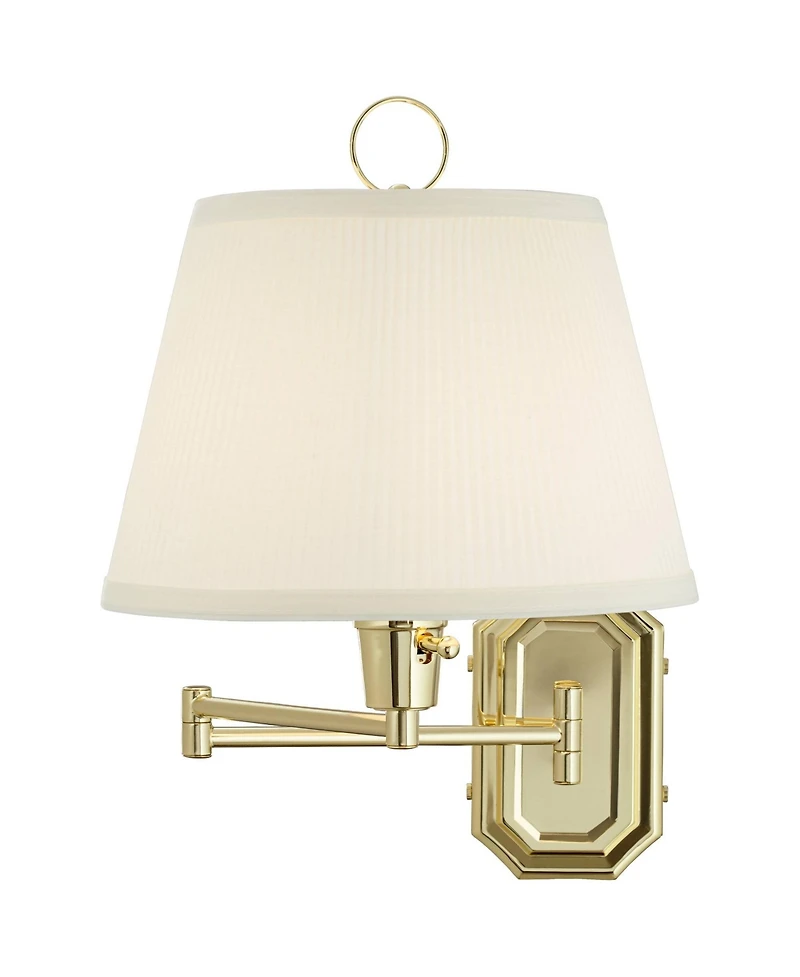 Barnes and Ivy Fredericks Modern Wall Lamps Set of 2 Brass Plug-in 12" Light Fixture Swing Arm Shade for Bedroom Living Room Bathroom Home