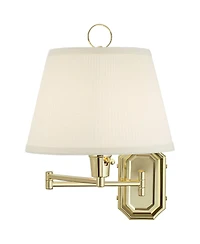 Barnes and Ivy Fredericks Modern Wall Lamps Set of 2 Brass Plug-in 12" Light Fixture Swing Arm Shade for Bedroom Living Room Bathroom Home