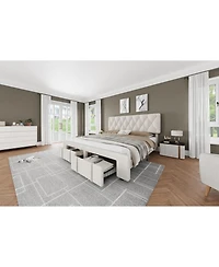 gaomon Full Upholstered Bed Frame with Diamond Tufted Headboard and 2 Storage Drawers