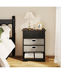 Gouun 4-Drawer Modern Chest Dresser with Open Shelf and Fabric Drawers