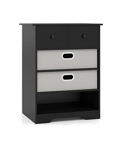 Gouun 4-Drawer Modern Chest Dresser with Open Shelf and Fabric Drawers