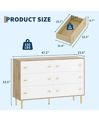 gaomon 47.2" Wide 6-Drawer Dresser