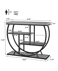 gaomon 39" Narrow Entryway Console Table with 4-Tier Storage and Half-Circle Base, for Living Room, Hallway and Foyer