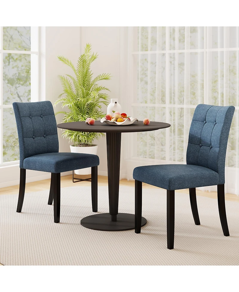 Gymax 2PCS Tufted Dining Chairs Upholstered Kitchen Armless Side Chairs With Padded Seat