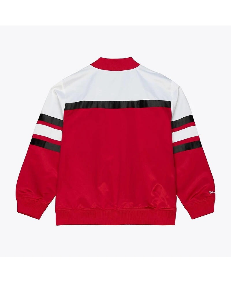 Mitchell & Ness Men's Red Chicago Bulls Hardwood Classics Head Coach Lightweight Satin Full-Snap Jacket