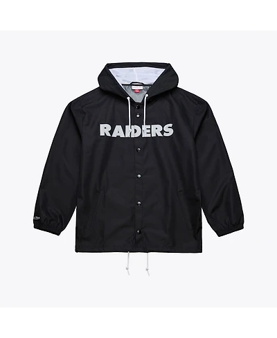 Mitchell & Ness Men's Black Las Vegas Raiders Coaches Full-Snap Hooded Windbreaker Jacket