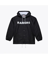 Mitchell & Ness Men's Black Las Vegas Raiders Coaches Full-Snap Hooded Windbreaker Jacket