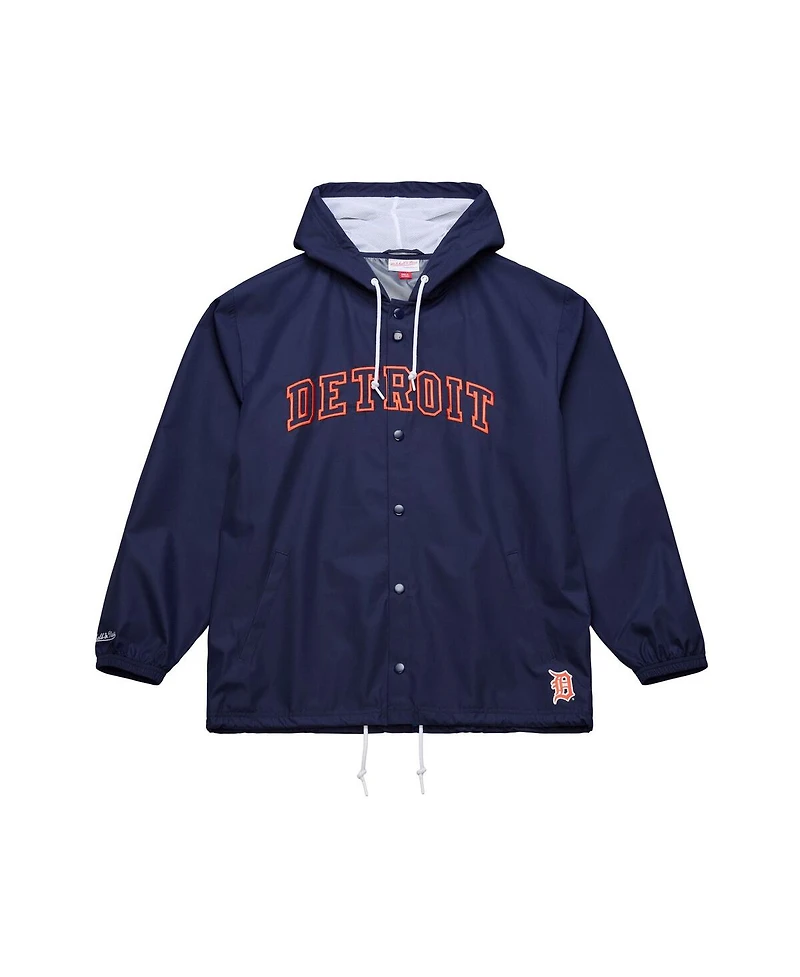 Mitchell & Ness Men's Navy Detroit Tigers Full-Snap Hooded Coaches Jacket