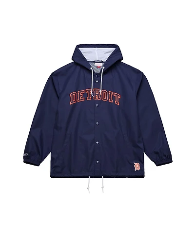 Mitchell & Ness Men's Navy Detroit Tigers Full-Snap Hooded Coaches Jacket