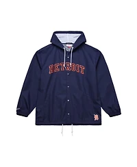 Mitchell & Ness Men's Navy Detroit Tigers Full-Snap Hooded Coaches Jacket