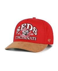 '47 Brand Men's Red/Brown Cincinnati Reds Cooperstown Break Wood Suede Hitch Adjustable Hat