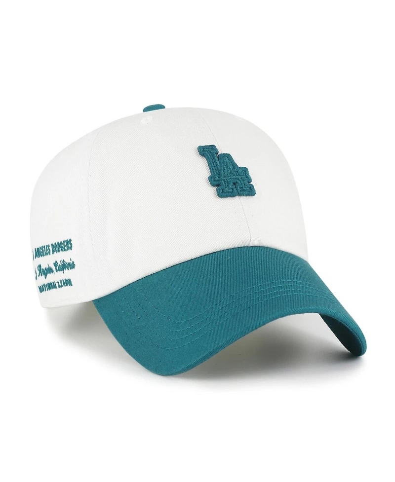 '47 Brand Men's White/Teal Los Angeles Dodgers Contemporary Tonal Clean Up Adjustable Hat