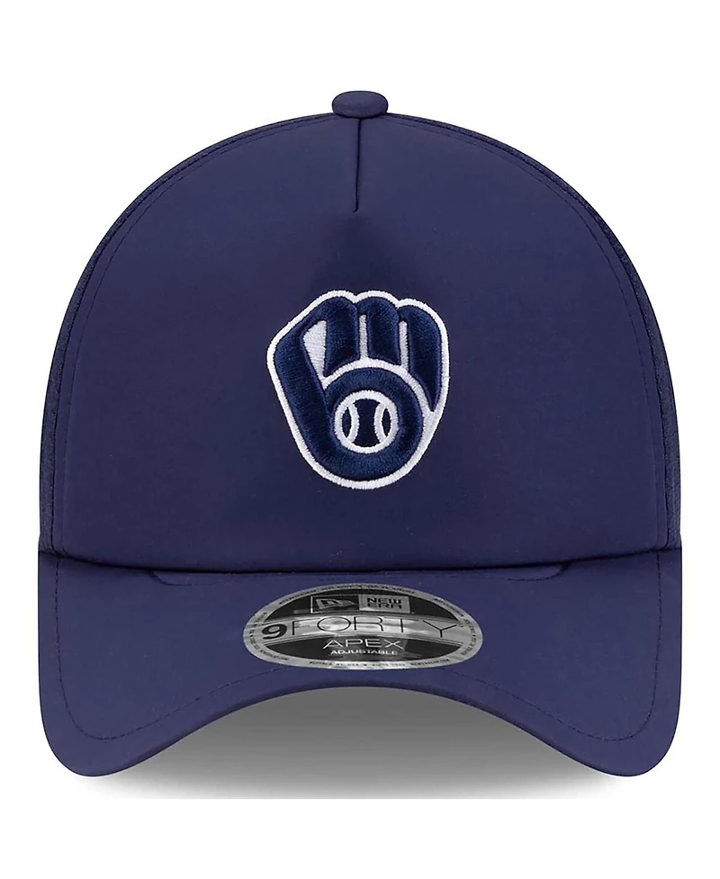 New Era Men's Navy Milwaukee Brewers 2026 Batting Practice Apex 9FORTY Adjustable Trucker Hat