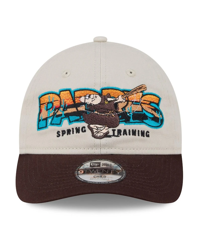 New Era Big Boys and Girls Stone/Brown San Diego Padres 2026 Spring Training Fan Pack Batter 9TWENTY Adjustable Hat