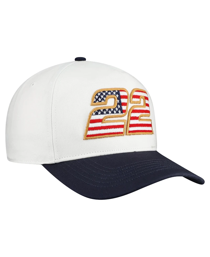 '47 Brand Men's White Joey Logano Flag Fill Two-Tone Team Adjustable Hitch Hat