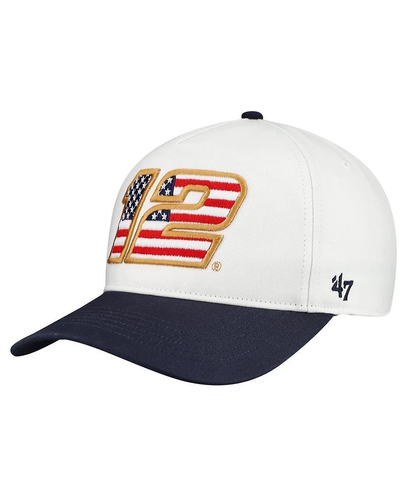 '47 Brand Men's White Ryan Blaney Flag Fill Two-Tone Team Adjustable Hitch Hat