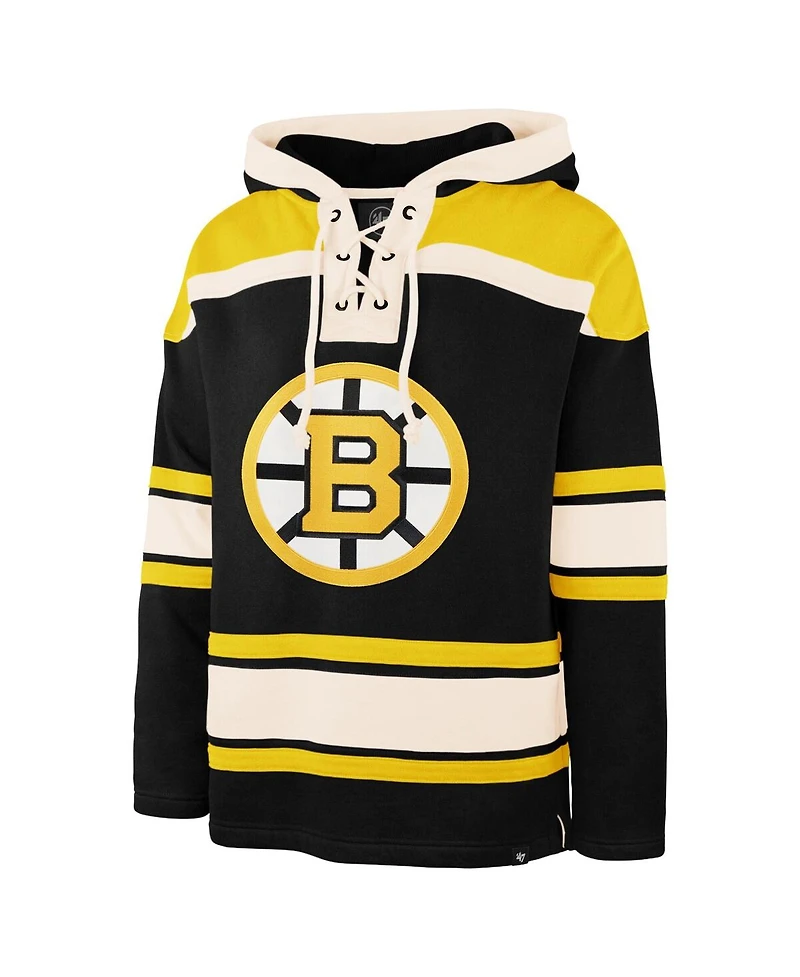 '47 Brand Men's Jeremy Swayman Black Boston Bruins Player Name Number Lacer Hoodie