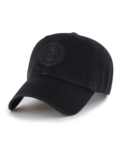 '47 Brand Men's Philadelphia 76ers Black on Black Clean Up Adjustable Hat