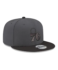 New Era Men's Gray/Black Philadelphia 76ers Logo 2-Tone 9FIFTY Snapback Hat
