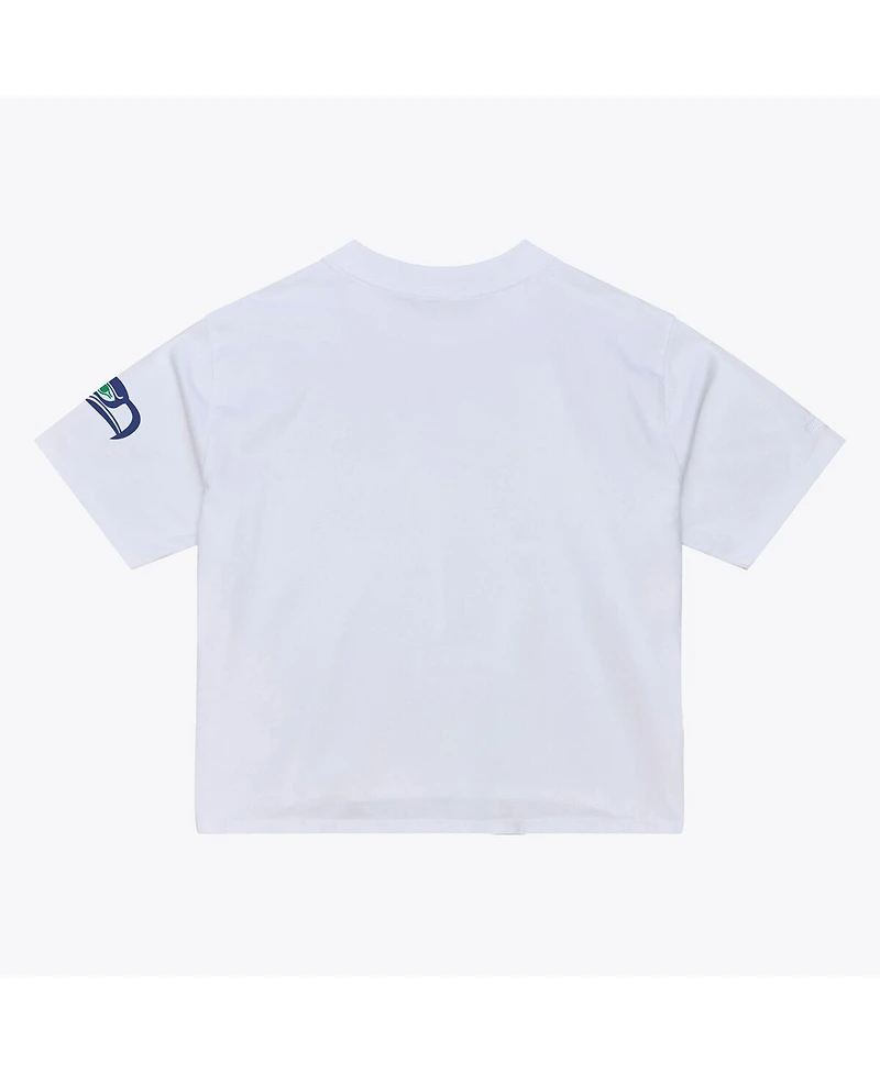 Mitchell & Ness Women's White Seattle Seahawks Head Coach Cropped T-Shirt