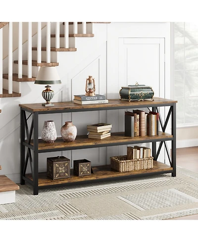 gaomon 55.1" 3-Tier Multi-Functional Console Sofa Table with Storage Shelves, Entryway Table for Living Room