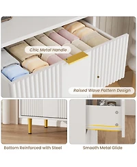 gaomon Fluted Dresser for Bedroom with Drawers, Tall Modern Chest of Drawers with Metal Handle, Wooden Closet Clothes Storage Organizer