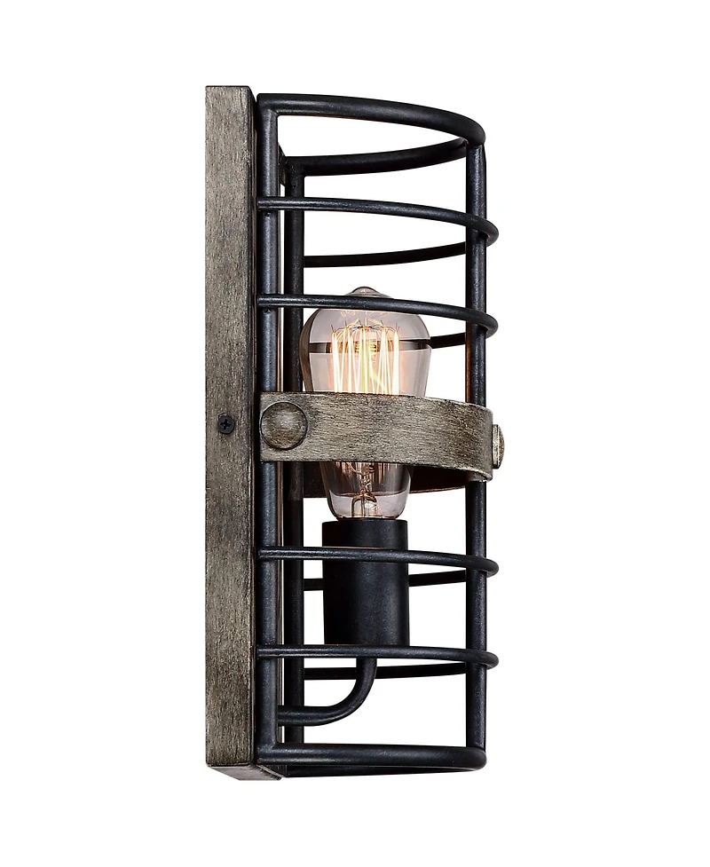 Franklin Iron Works Lexi Farmhouse Rustic Industrial Wall Light Sconces Set of 2 Oil Rubbed Bronze Hardwire 8" Fixture for Bedroom Bathroom Vanity