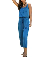 Cupshe Women's Sleeveless Henley Drawstring Waist Jumpsuit