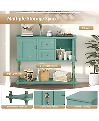 gaomon 42" Farmhouse Wooden Console Table with 2 Drawers, 2 Doors and Storage Shelf