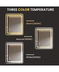 Busdays 20 x 28 Inch Frameless Led Bathroom Mirror Smart Touch Bright Light Modern Wall Mounted Vanity Mirror