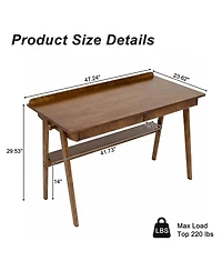 Streamdale Furniture Walnut Mid-Century Modern Writing Desk with Storage