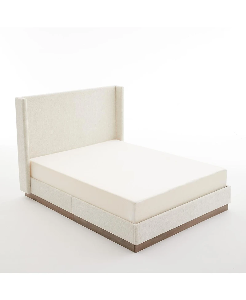 Streamdale Furniture Queen Oat Boucle Wingback Platform Bed