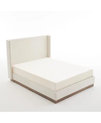 Streamdale Furniture Queen Oat Boucle Wingback Platform Bed