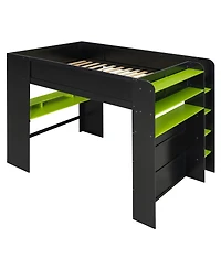 Streamdale Furniture Wood Bunk Bed w/Desk, Wardrobe, Storage, Rgb Light