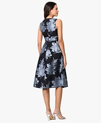 Betsy & Adam Women's V-Neck Brocade Dress