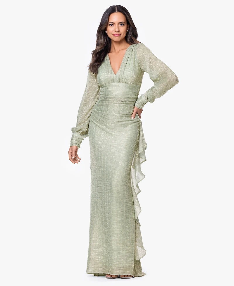 Betsy & Adam Women's V-Neck Ball Gown